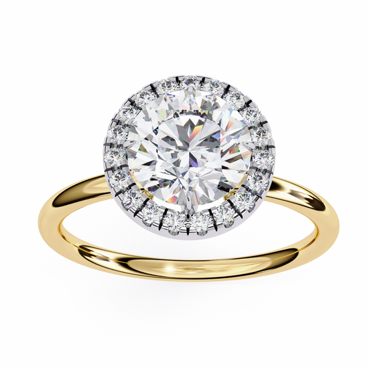 Round Cut Lab Grown Diamond Halo Style Ring in 14K Solid Gold   Vintage Design Perfect Anniversary Gift - HIGHCARAT DIAMONDS