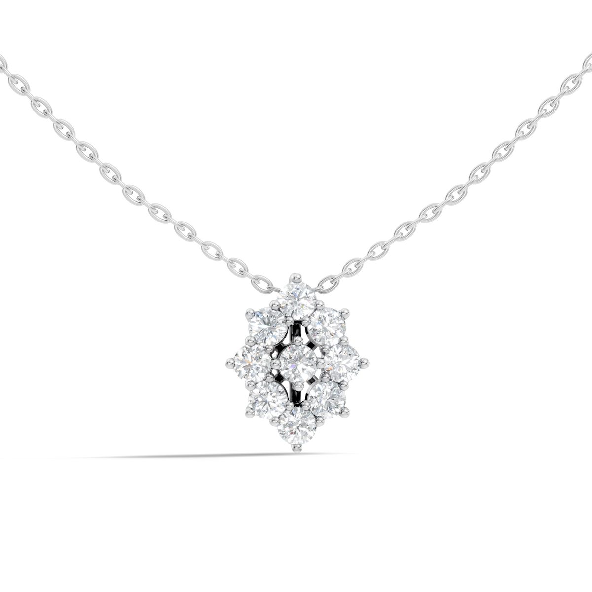 Elegant Handmade Diamond Pendant in 14K White Gold Minimalist Round Cut Jewelry - HIGHCARAT DIAMONDS