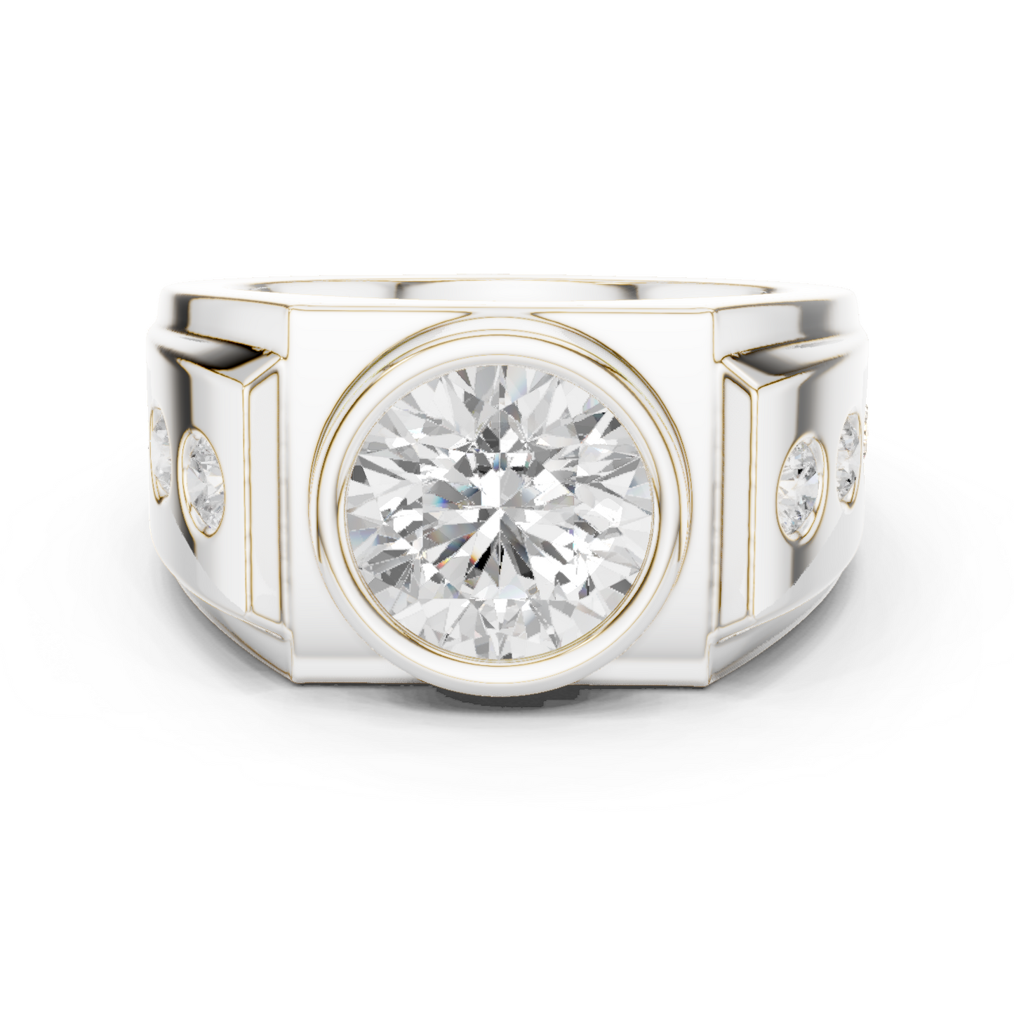 14k Solid Rose Gold Lab Grown Round Shapes Diamond Elegance Sparkle Men Ring Gift For Birthday - HIGHCARAT DIAMONDS
