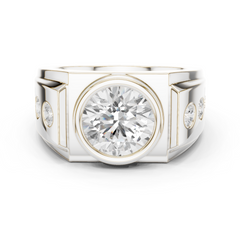 14k Solid Rose Gold Lab Grown Round Shapes Diamond Elegance Sparkle Men Ring Gift For Birthday - HIGHCARAT DIAMONDS