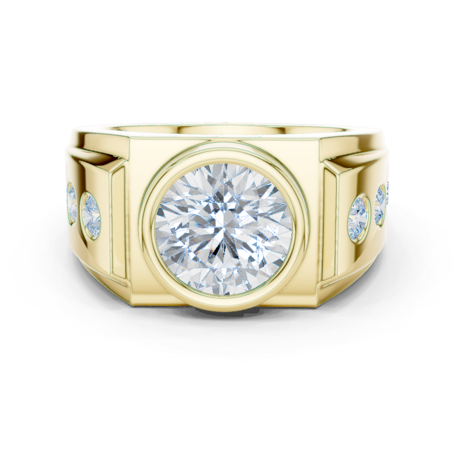 14k Solid Rose Gold Lab Grown Round Shapes Diamond Elegance Sparkle Men Ring Gift For Birthday - HIGHCARAT DIAMONDS