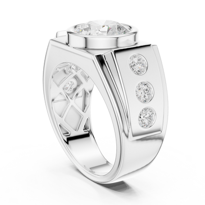 14k Solid Rose Gold Lab Grown Round Shapes Diamond Elegance Sparkle Men Ring Gift For Birthday - HIGHCARAT DIAMONDS