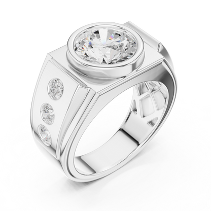 14k Solid Rose Gold Lab Grown Round Shapes Diamond Elegance Sparkle Men Ring Gift For Birthday - HIGHCARAT DIAMONDS