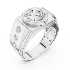 14k Solid Rose Gold Lab Grown Round Shapes Diamond Elegance Sparkle Men Ring Gift For Birthday - HIGHCARAT DIAMONDS