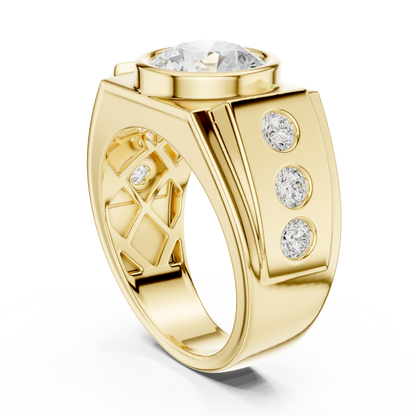 14k Solid Rose Gold Lab Grown Round Shapes Diamond Elegance Sparkle Men Ring Gift For Birthday - HIGHCARAT DIAMONDS