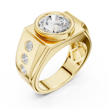 14k Solid Rose Gold Lab Grown Round Shapes Diamond Elegance Sparkle Men Ring Gift For Birthday - HIGHCARAT DIAMONDS