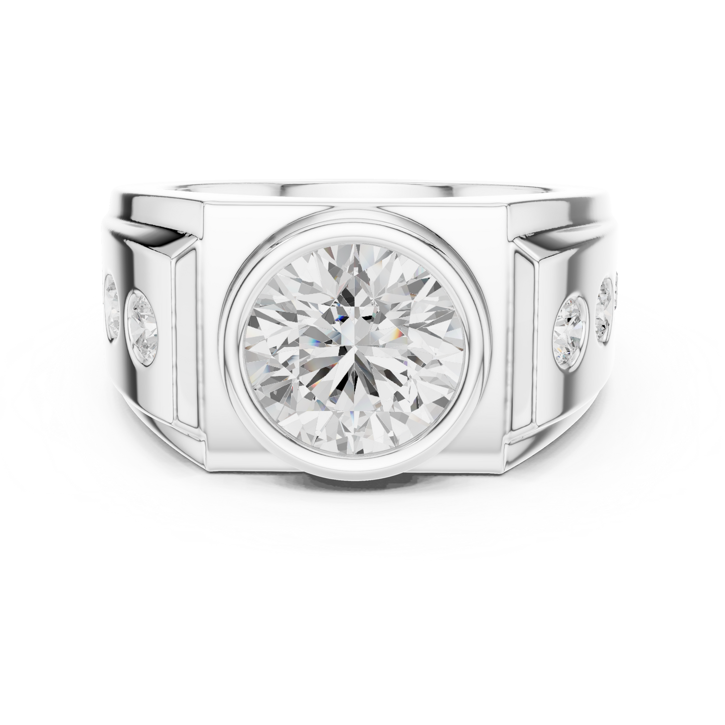 14k Solid Rose Gold Lab Grown Round Shapes Diamond Elegance Sparkle Men Ring Gift For Birthday - HIGHCARAT DIAMONDS