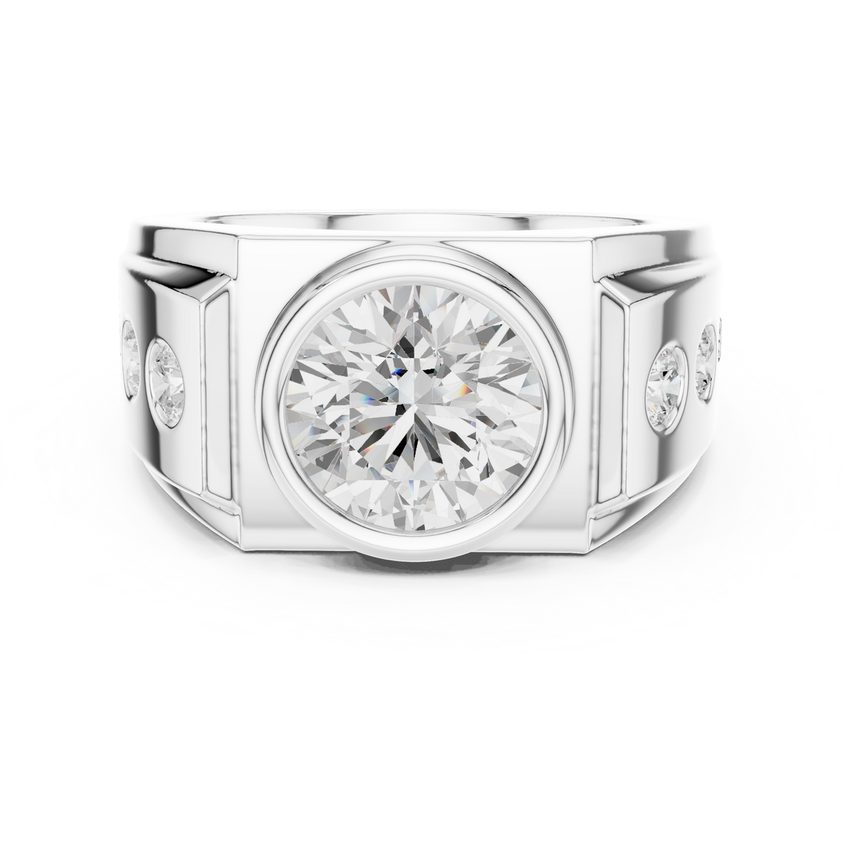 14k Solid Rose Gold Lab Grown Round Shapes Diamond Elegance Sparkle Men Ring Gift For Birthday - HIGHCARAT DIAMONDS