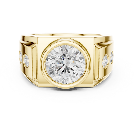 14k Solid Rose Gold Lab Grown Round Shapes Diamond Elegance Sparkle Men Ring Gift For Birthday - HIGHCARAT DIAMONDS