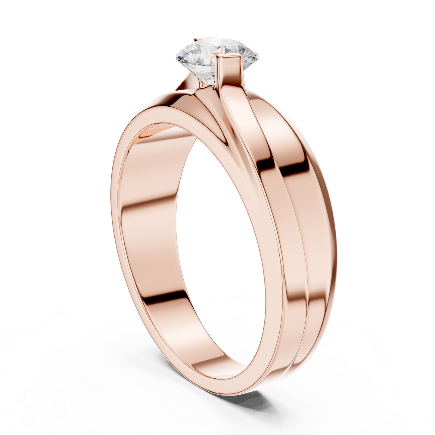 Lab grown Diamond Round Shapes 14k Solid Rose Gold Every Wear Wedding Wear Diamond Ring  For men's - HIGHCARAT DIAMONDS