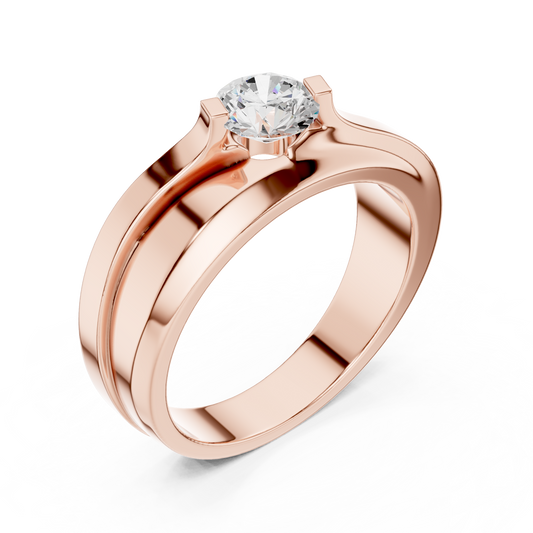Lab grown Diamond Round Shapes 14k Solid Rose Gold Every Wear Wedding Wear Diamond Ring  For men's - HIGHCARAT DIAMONDS