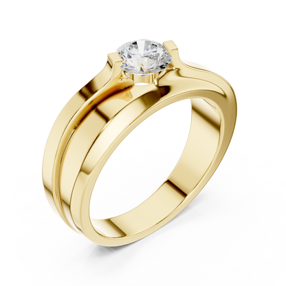 Lab grown Diamond Round Shapes 14k Solid Rose Gold Every Wear Wedding Wear Diamond Ring  For men's - HIGHCARAT DIAMONDS