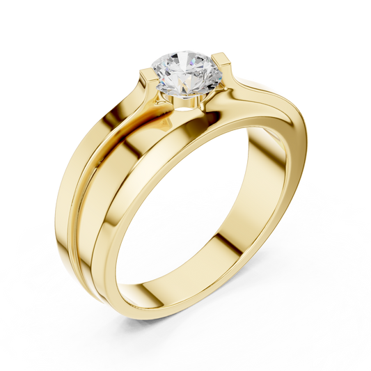 Lab grown Diamond Round Shapes 14k Solid Rose Gold Every Wear Wedding Wear Diamond Ring  For men's - HIGHCARAT DIAMONDS