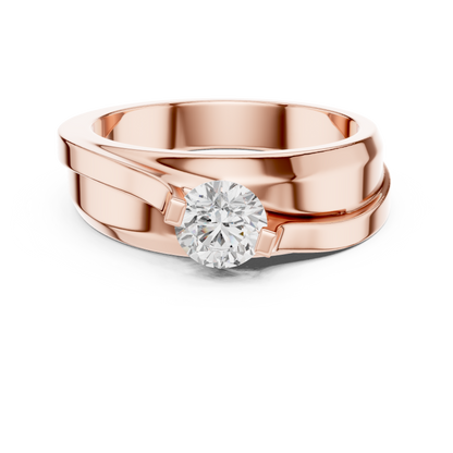 Lab grown Diamond Round Shapes 14k Solid Rose Gold Every Wear Wedding Wear Diamond Ring  For men's - HIGHCARAT DIAMONDS
