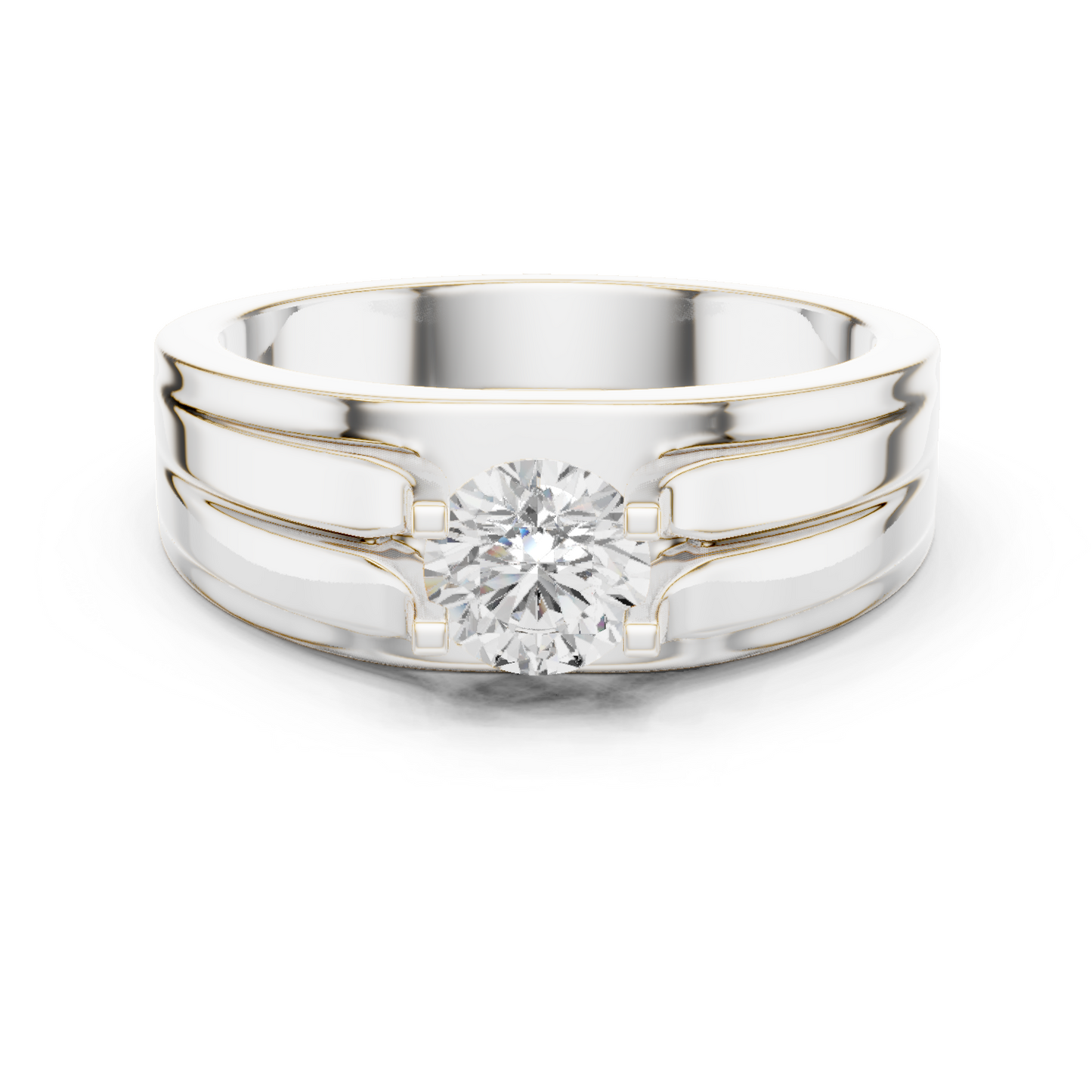One Stone Round Shape Lab grown Diamond Elegance Vintage 14k Solid Gold Diamond Ring For Men's - HIGHCARAT DIAMONDS