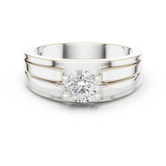 One Stone Round Shape Lab grown Diamond Elegance Vintage 14k Solid Gold Diamond Ring For Men's - HIGHCARAT DIAMONDS