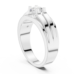One Stone Round Shape Lab grown Diamond Elegance Vintage 14k Solid Gold Diamond Ring For Men's - HIGHCARAT DIAMONDS