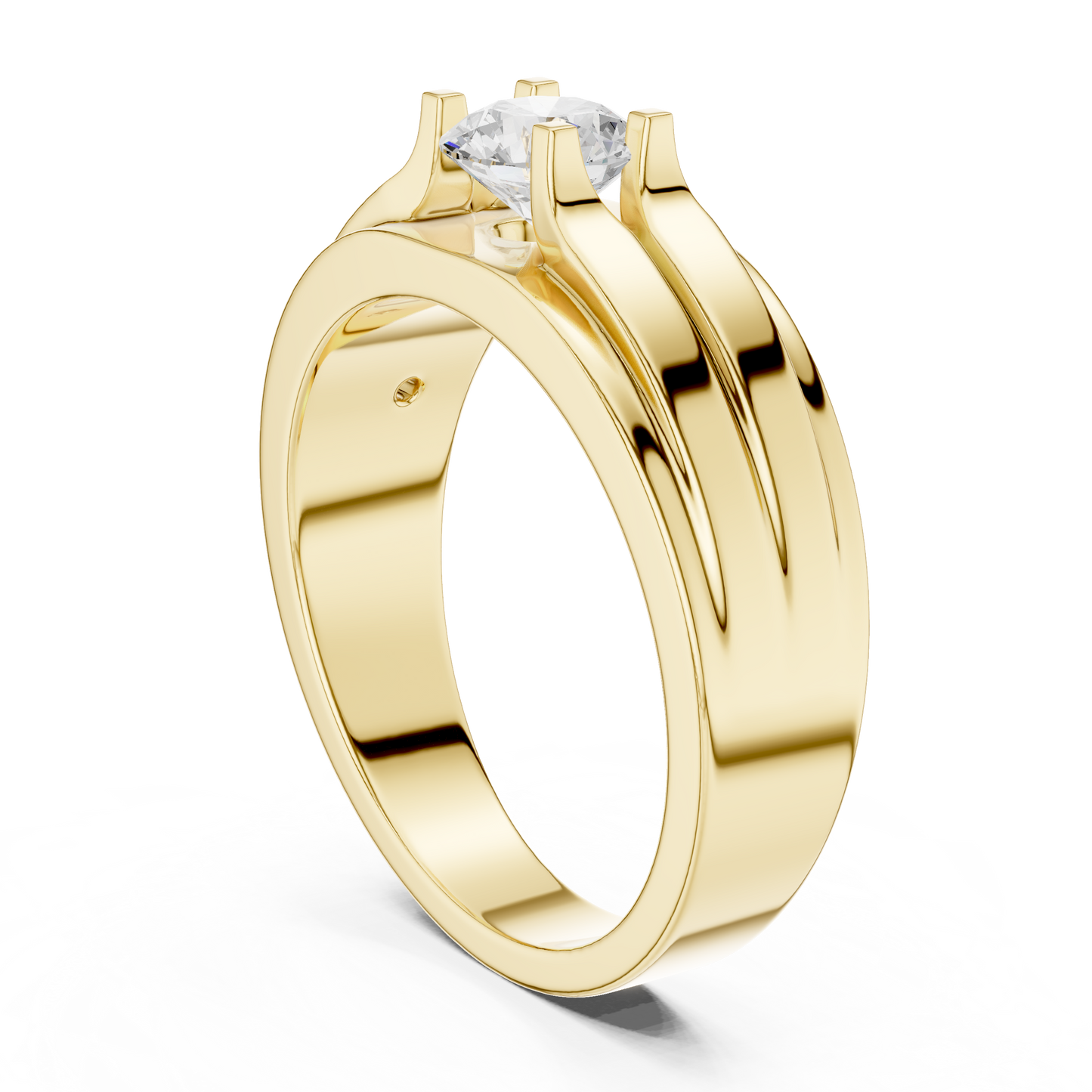 One Stone Round Shape Lab grown Diamond Elegance Vintage 14k Solid Gold Diamond Ring For Men's - HIGHCARAT DIAMONDS