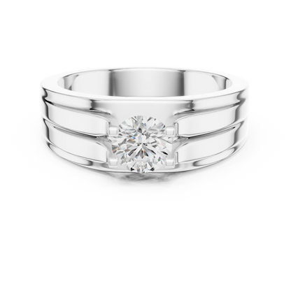 One Stone Round Shape Lab grown Diamond Elegance Vintage 14k Solid Gold Diamond Ring For Men's - HIGHCARAT DIAMONDS