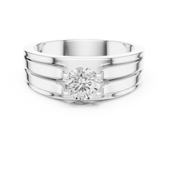 One Stone Round Shape Lab grown Diamond Elegance Vintage 14k Solid Gold Diamond Ring For Men's - HIGHCARAT DIAMONDS