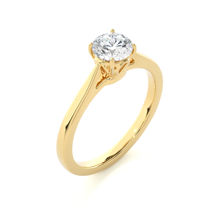 Round shape colorless diamond ring with minimal solitaire setting