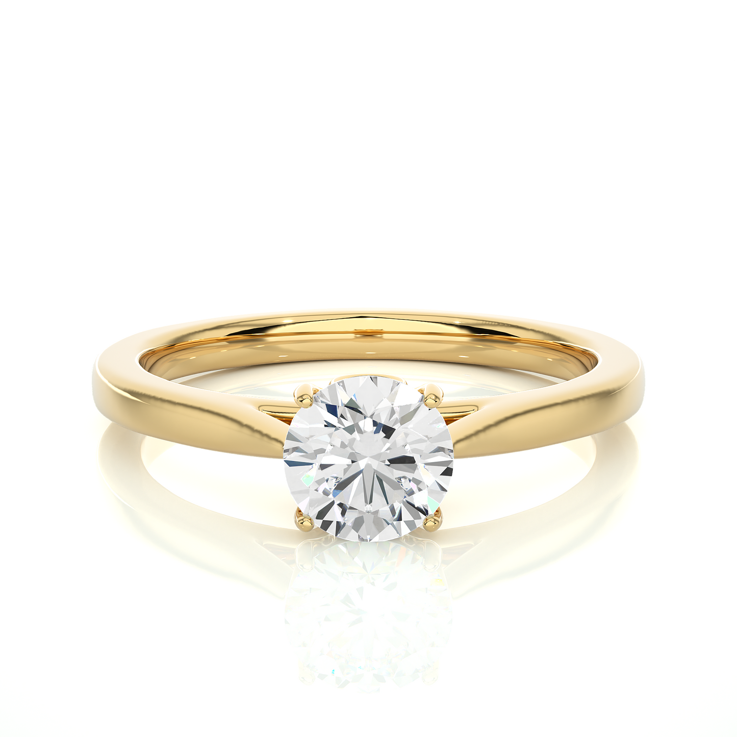 Minimalist Solitaire Ring featuring round cut colorless lab grown diamond