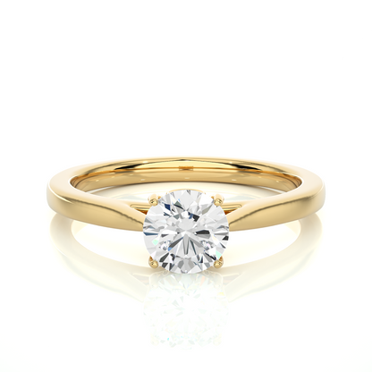 Minimalist Solitaire Ring featuring round cut colorless lab grown diamond