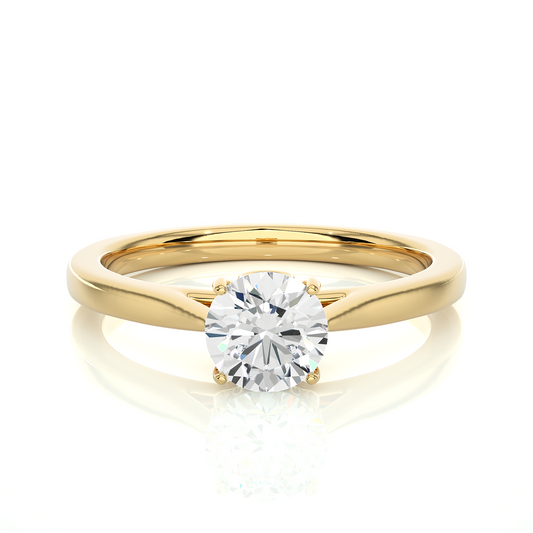 Minimalist Solitaire Ring featuring round cut colorless lab grown diamond