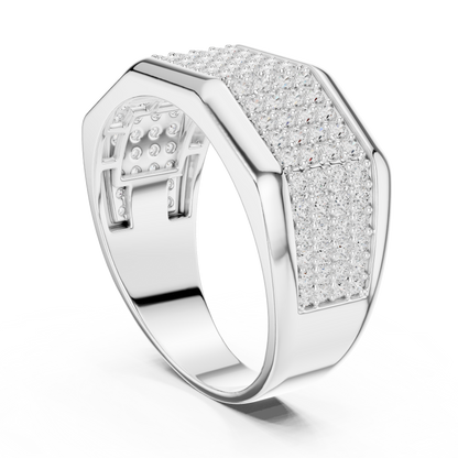 14k Solid White Gold 1.20 Carat Round Shape Natural & Lab Grown Diamond  Ring for Men Daily Use - HIGHCARAT DIAMONDS