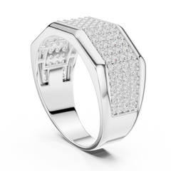14k Solid White Gold 1.20 Carat Round Shape Natural & Lab Grown Diamond  Ring for Men Daily Use - HIGHCARAT DIAMONDS