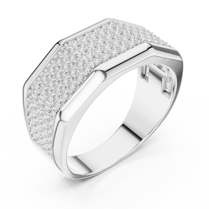 14k Solid White Gold 1.20 Carat Round Shape Natural & Lab Grown Diamond  Ring for Men Daily Use - HIGHCARAT DIAMONDS