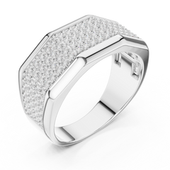 14k Solid White Gold 1.20 Carat Round Shape Natural & Lab Grown Diamond  Ring for Men Daily Use - HIGHCARAT DIAMONDS