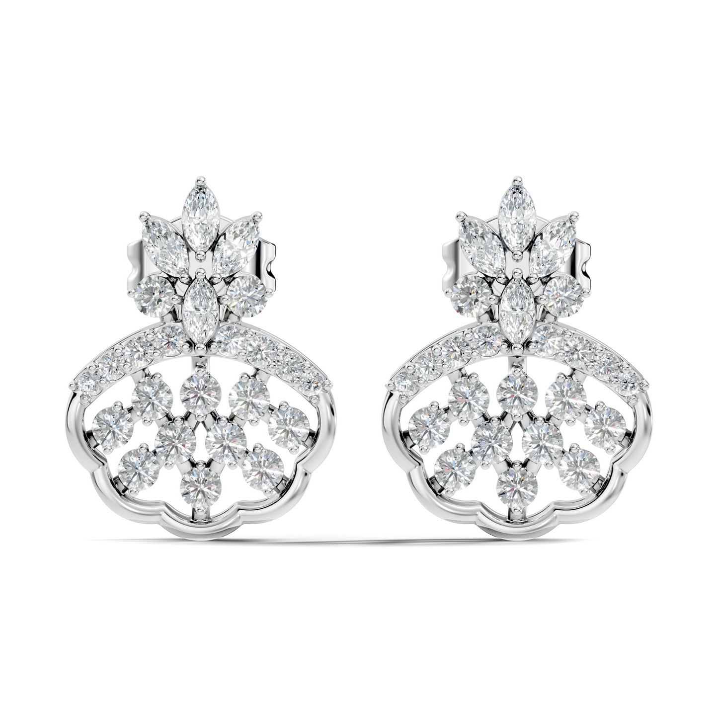 Timeless Minimalist Marquise Diamond Studs In 14K White Gold Perfect Gift for Her - HIGHCARAT DIAMONDS