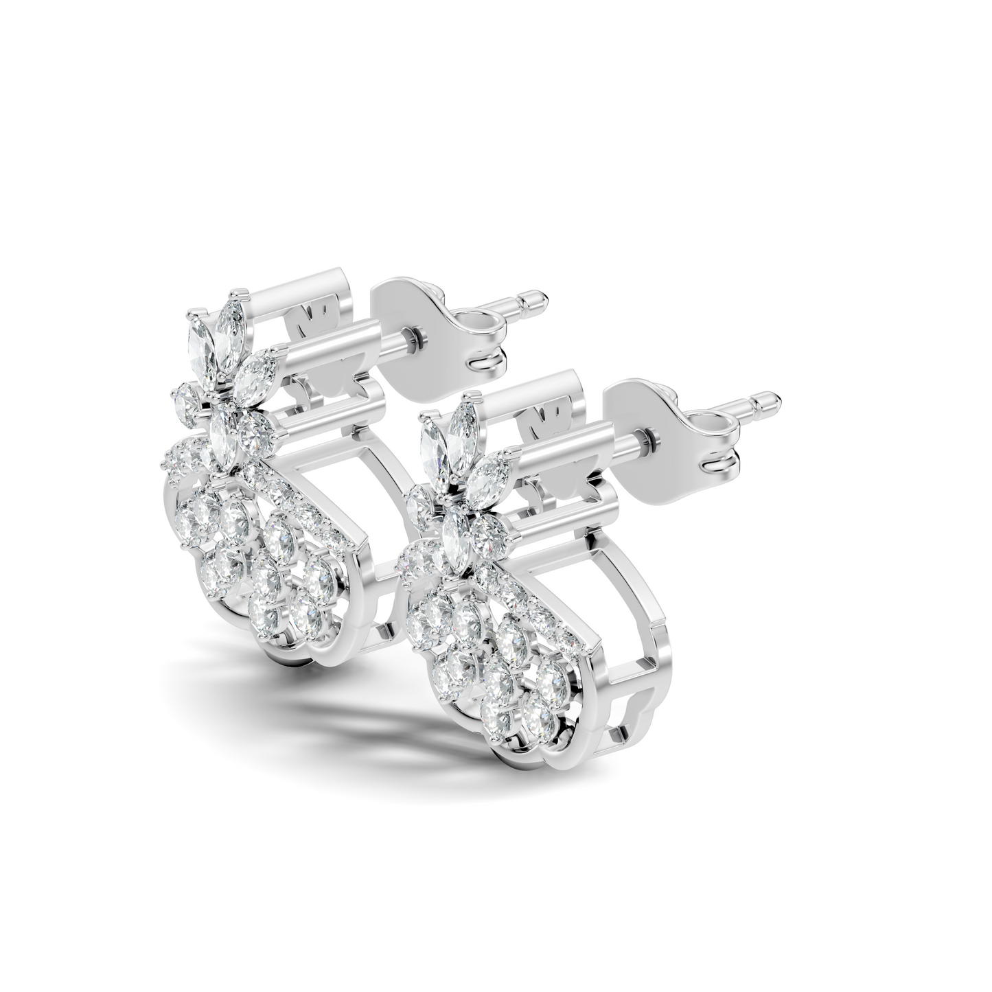 Timeless Minimalist Marquise Diamond Studs In 14K White Gold Perfect Gift for Her - HIGHCARAT DIAMONDS