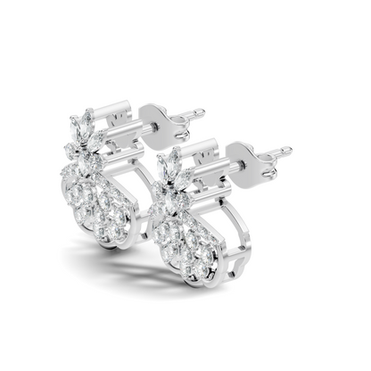 Timeless Minimalist Marquise Diamond Studs In 14K White Gold Perfect Gift for Her - HIGHCARAT DIAMONDS
