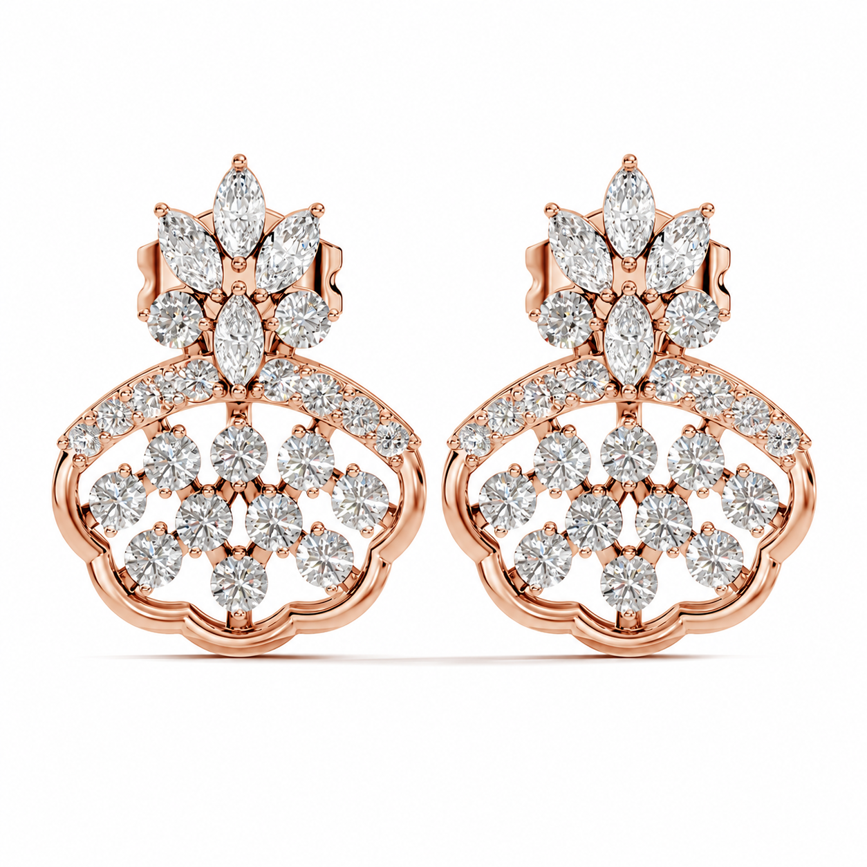 Round Cut Lab Grown Diamond Octagon Halo Stud Earring - HIGHCARAT DIAMONDS