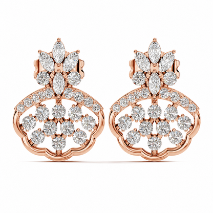 Round Cut Lab Grown Diamond Octagon Halo Stud Earring - HIGHCARAT DIAMONDS