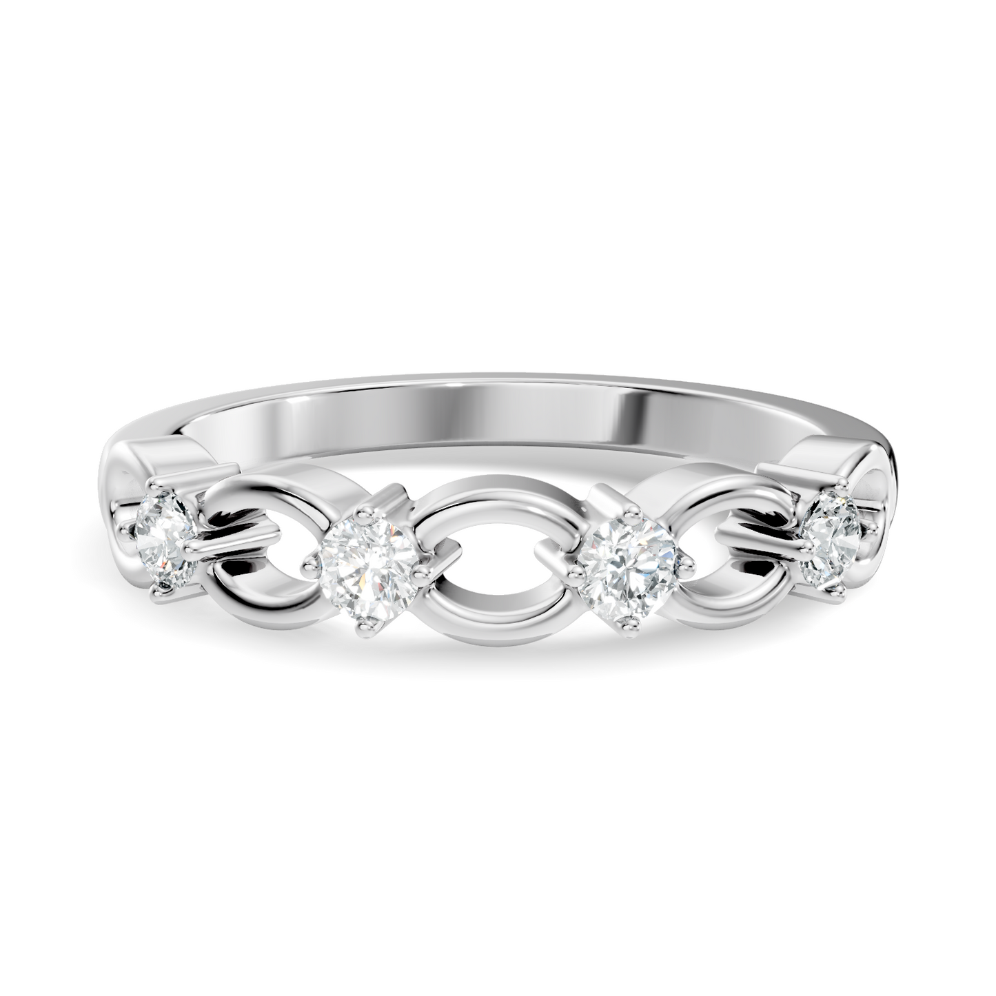 Round Cut White Colorless Diamond Unique Art Deco Dainty Half Eternity Vintage Wedding Band For Her - HIGHCARAT DIAMONDS