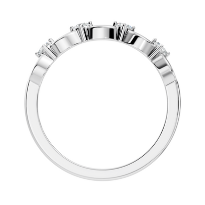 Round Cut White Colorless Diamond Unique Art Deco Dainty Half Eternity Vintage Wedding Band For Her - HIGHCARAT DIAMONDS