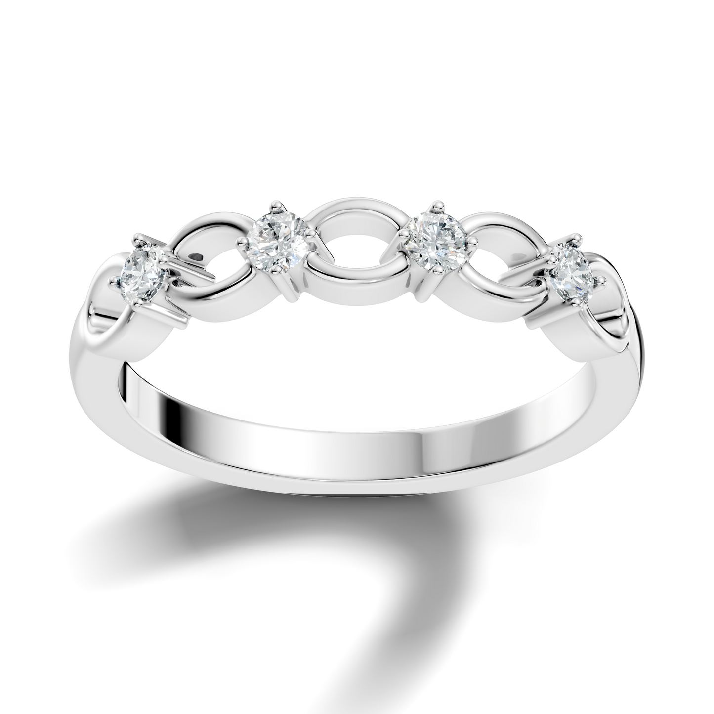 Round Cut White Colorless Diamond Unique Art Deco Dainty Half Eternity Vintage Wedding Band For Her - HIGHCARAT DIAMONDS