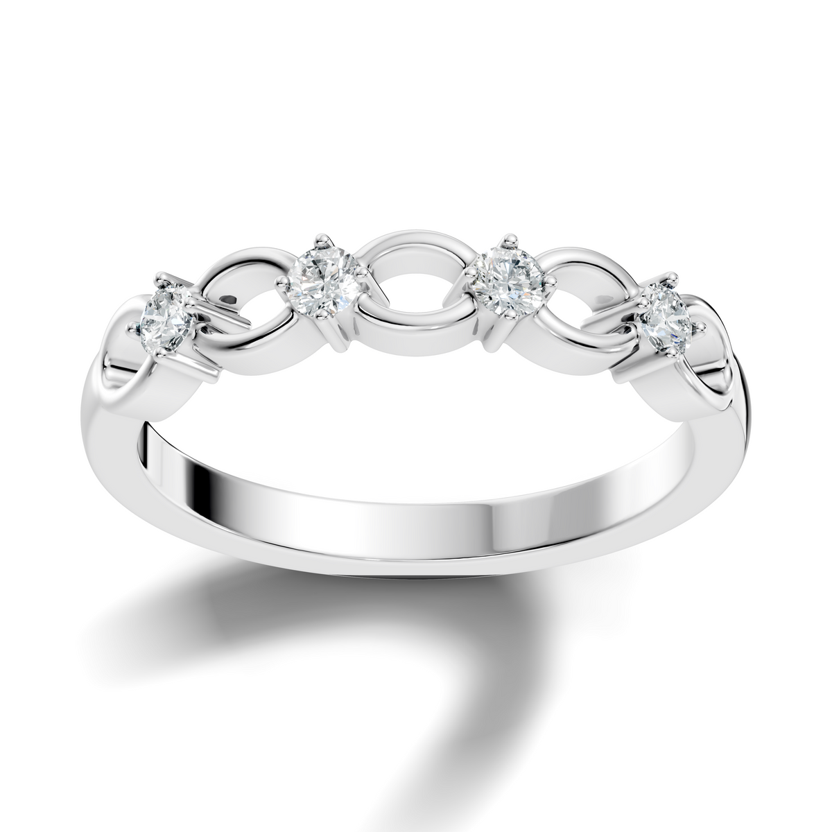 Round Cut White Colorless Diamond Unique Art Deco Dainty Half Eternity Vintage Wedding Band For Her - HIGHCARAT DIAMONDS