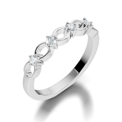 Round Cut White Colorless Diamond Unique Art Deco Dainty Half Eternity Vintage Wedding Band For Her - HIGHCARAT DIAMONDS
