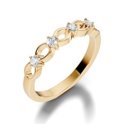 Round Cut White Colorless Diamond Unique Art Deco Dainty Half Eternity Vintage Wedding Band For Her - HIGHCARAT DIAMONDS