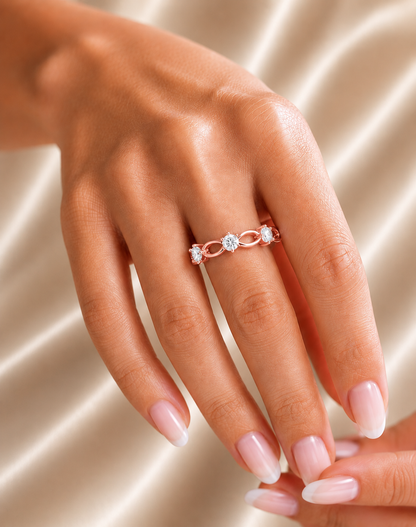 Round Cut Lab Grown Diamond Open Link Wedding Band - HIGHCARAT DIAMONDS