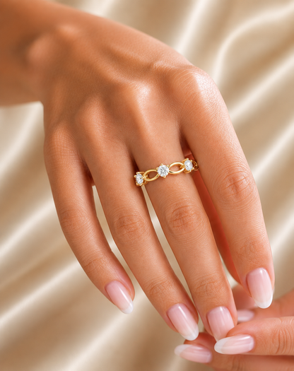 Round Cut Lab Grown Diamond Open Link Wedding Band - HIGHCARAT DIAMONDS