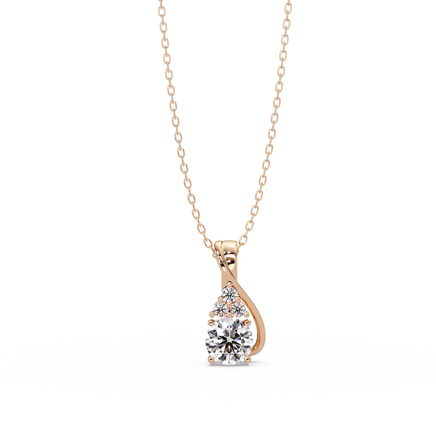 Round Cut Lab Grown Diamond Prong Set 4 Stone Pendant - HIGHCARAT DIAMONDS