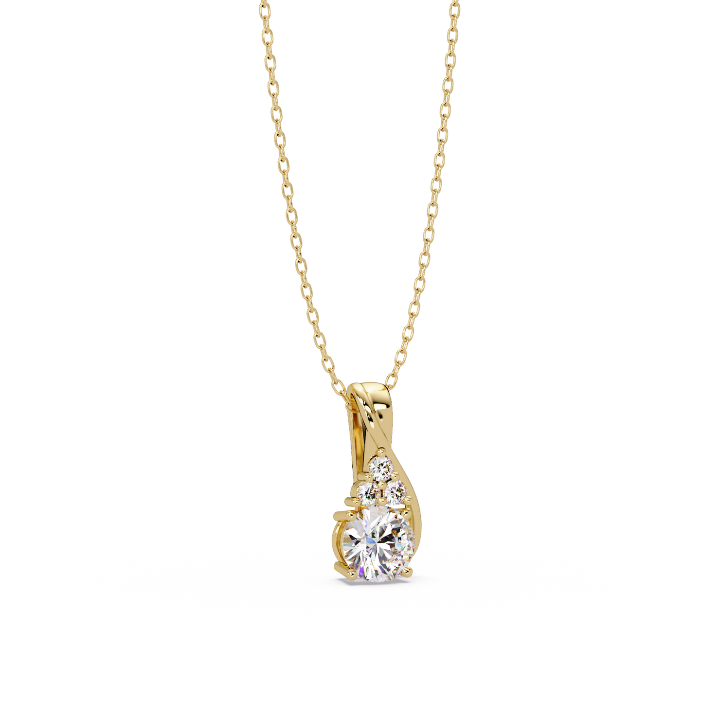 Round Cut Lab Grown Diamond Prong Set 4 Stone Pendant - HIGHCARAT DIAMONDS