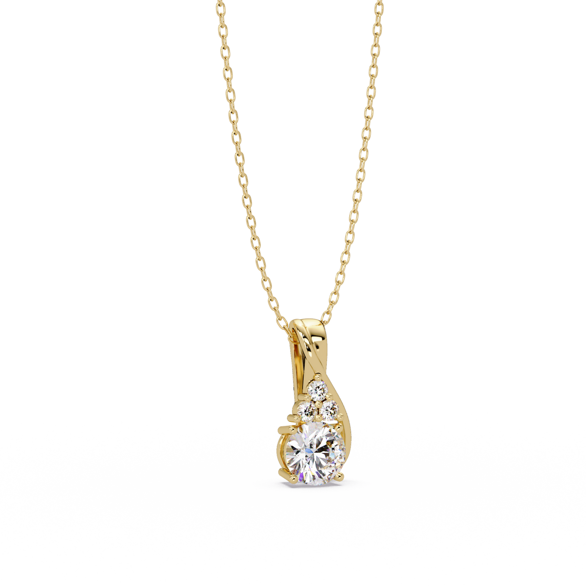 Round Cut Lab Grown Diamond Prong Set 4 Stone Pendant - HIGHCARAT DIAMONDS