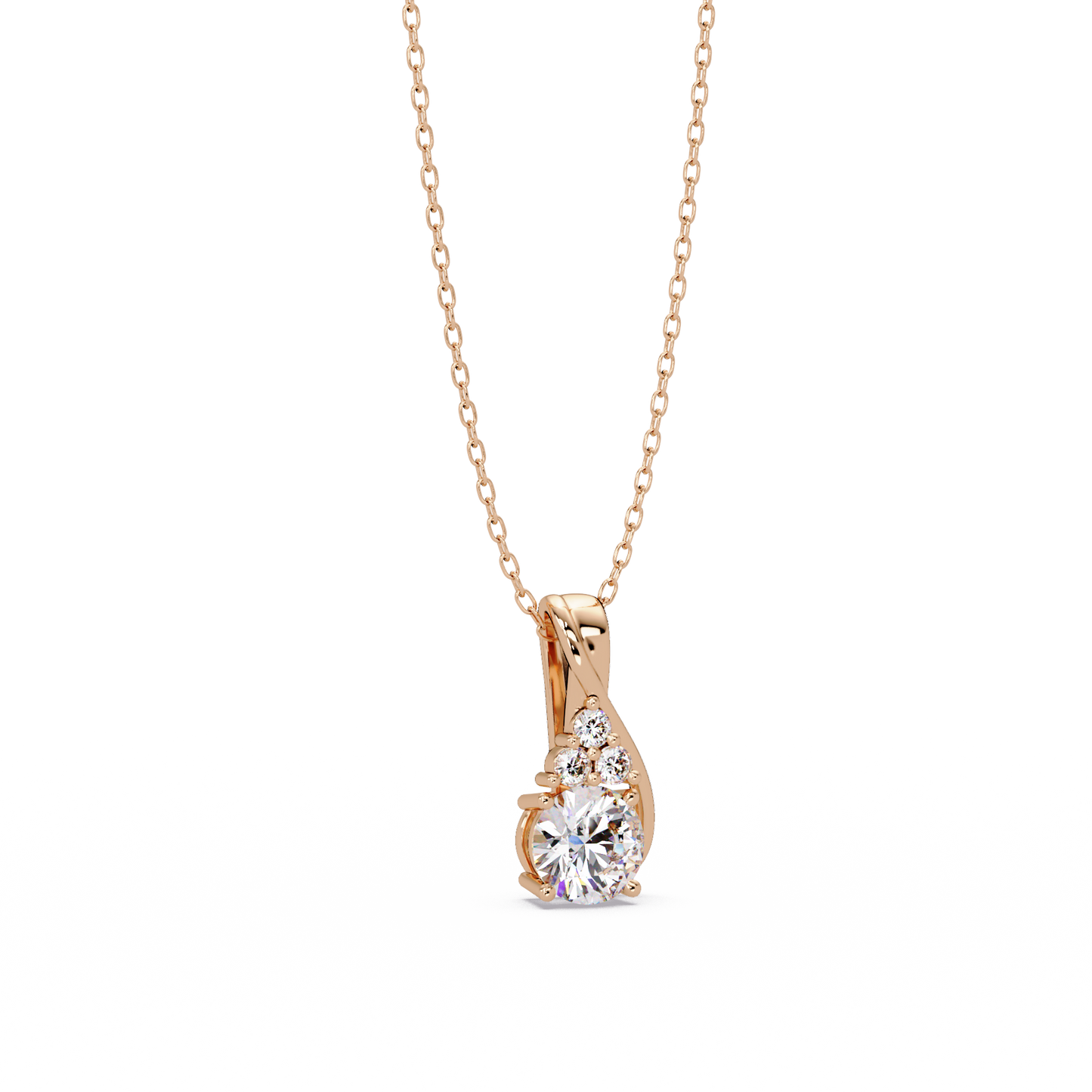 Round Cut Lab Grown Diamond Prong Set 4 Stone Pendant - HIGHCARAT DIAMONDS