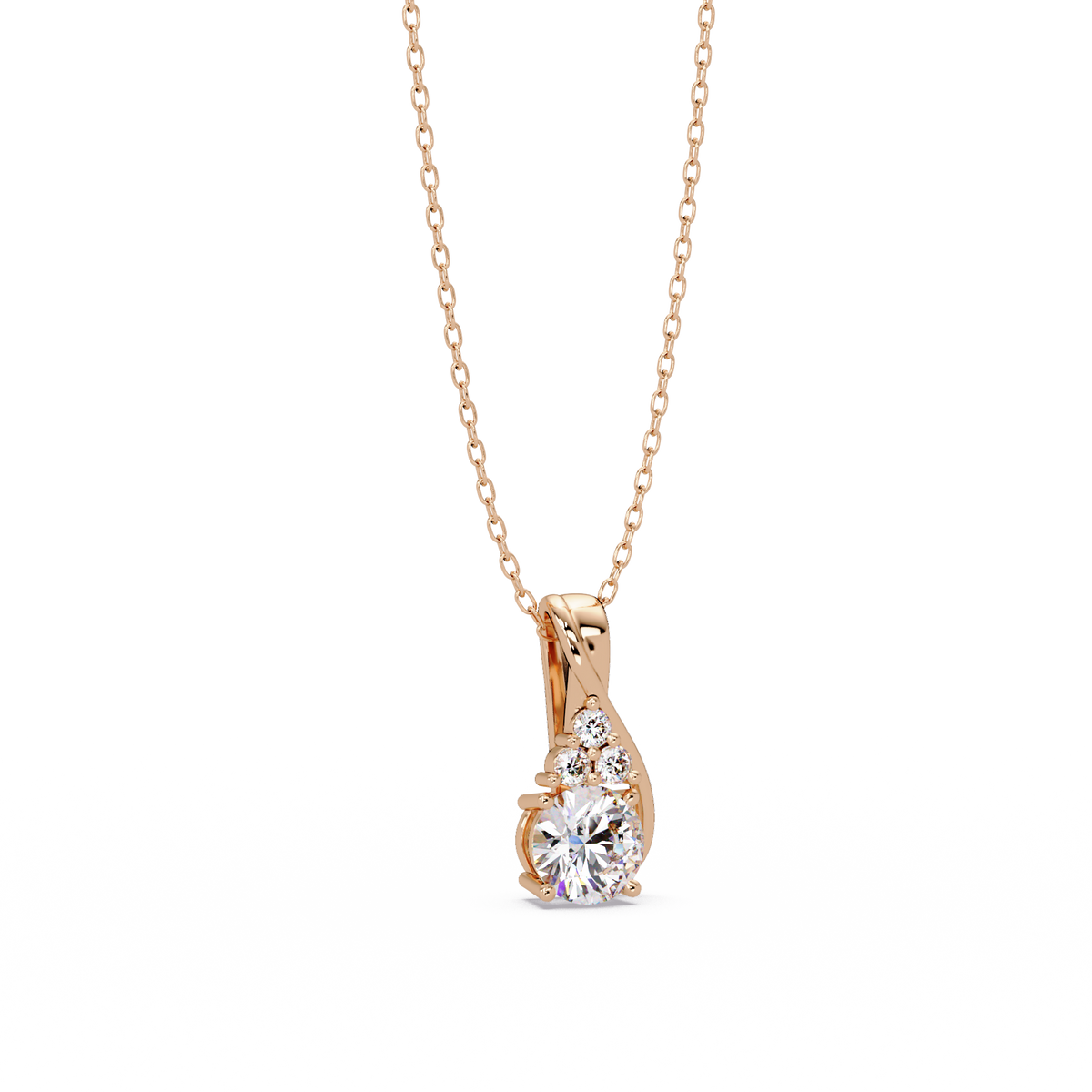 Round Cut Lab Grown Diamond Prong Set 4 Stone Pendant - HIGHCARAT DIAMONDS